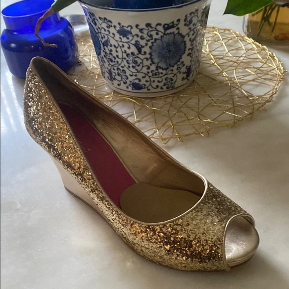 Lilly Pulitzer Shoes Lilly Pulitzer Gold Glitter Wedges Poshmark